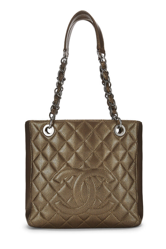 Brown Quilted Caviar Petite Shopping Tote (PST)