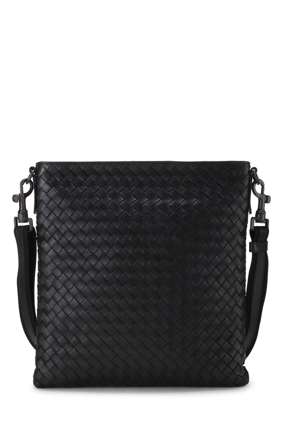 Black Intrecciato Flat Messenger Bag, , large image number 0