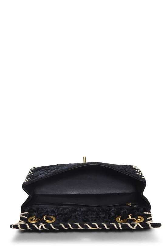Black Crushed Velvet Whipstitch Half Flap Jumbo, , large image number 5