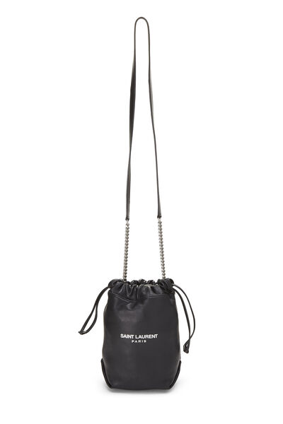 Black Leather Teddy Bucket Bag, , large