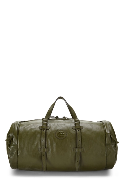 Gucci Green Leather GG Boston Handbag