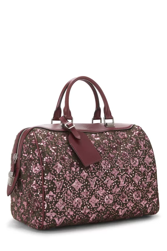 Burgundy Monogram Sequin Sunshine Express Speedy 30, , large image number 1