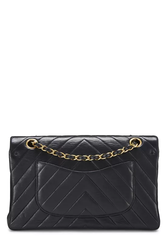 Black Chevron Lambskin Classic Double Flap Medium, , large image number 3
