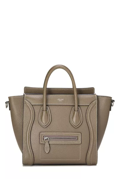 Grey Drummed Calfskin Luggage Nano