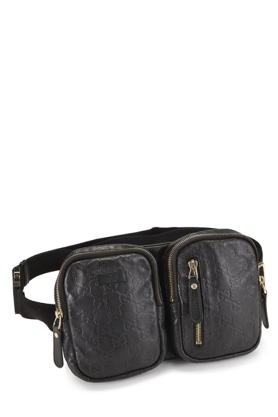 Black Guccissima Double Pocket Waist Pouch Small, , large