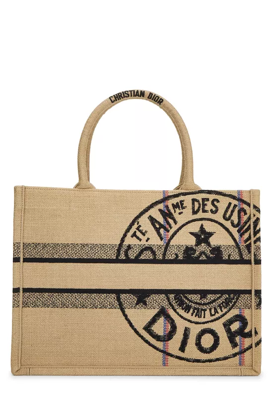 Beige Embroidered Jute Book Tote Medium, , large image number 3
