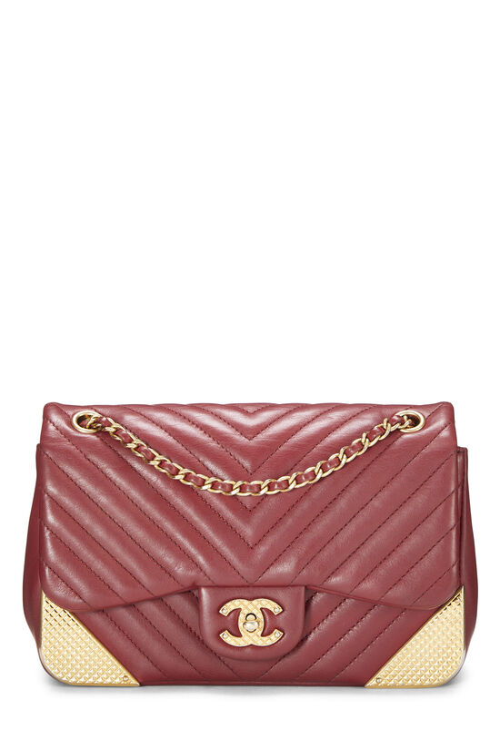 Chanel Paris-Cosmopolite Red Chevron Lambskin Rock the Corner Flap Bag Small  Q6B3GF1IRH000