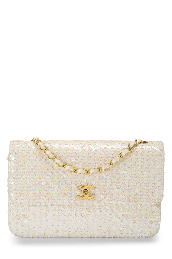 White Sequin Half Flap Medium, , large image number 0