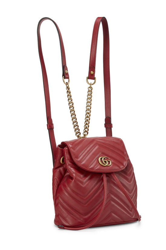 Red Leather GG Marmont Backpack Small, , large image number 1