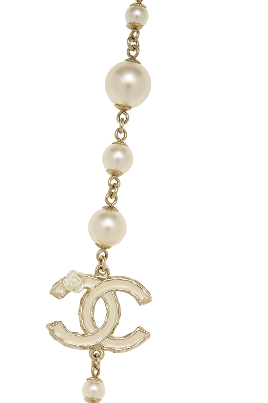 Gold Faux Pearl Necklace, , large image number 1