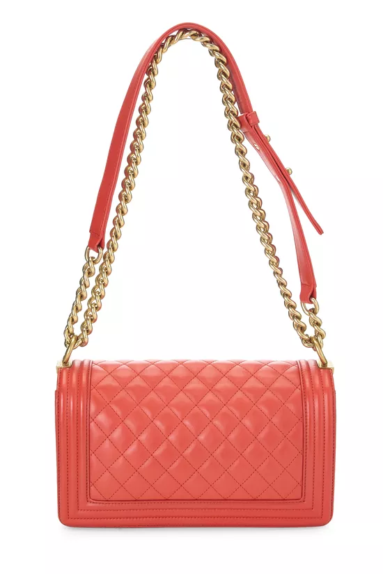 Orange Quilted Calfskin Boy Medium, , large image number 3