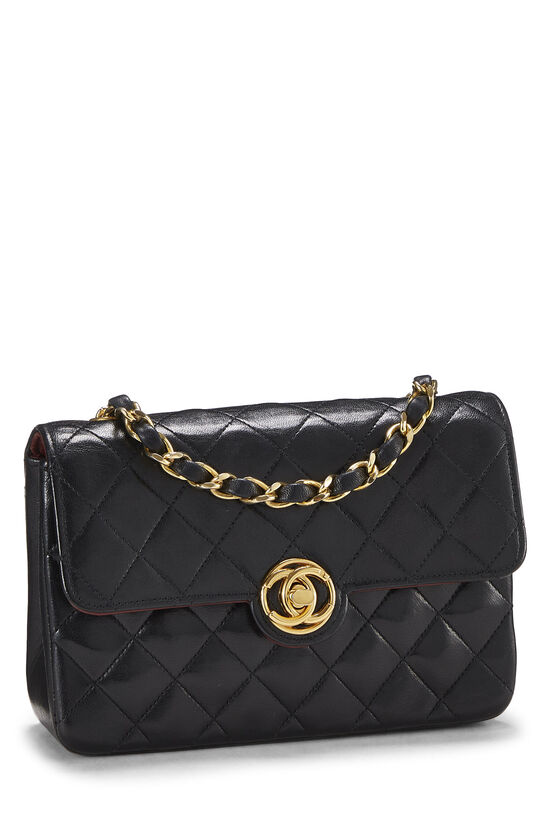 Black Quilted Lambskin Circle Lock Half Flap Mini, , large image number 1