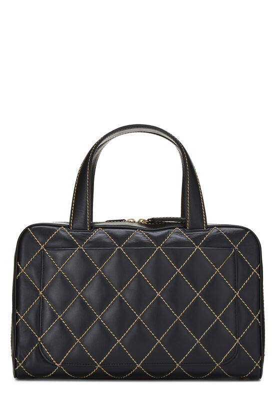 Chanel Black Leather Wild Stitch Boston Handbag Q6B04J43KB007