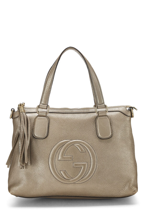 Gold Grained Leather Soho Top Handle Tote, , large image number 0