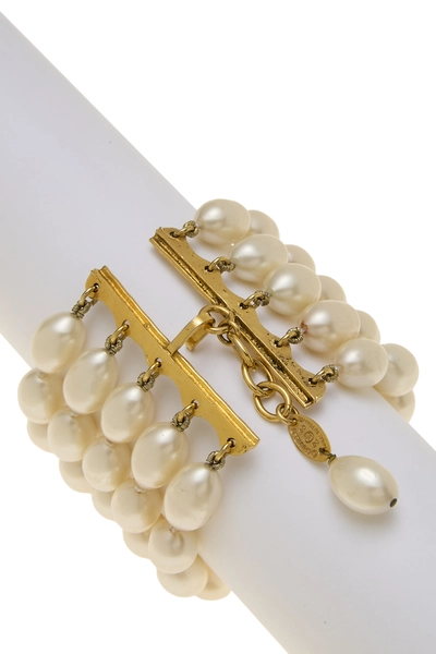 Gold Faux Pearl Bracelet, , large