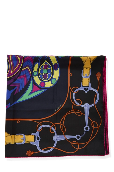 Multicolor 'Folklore' Silk Scarf 140, , large