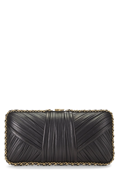 Black Lambskin Chain Around Clutch