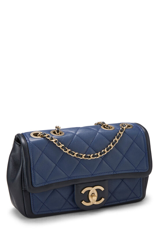 Navy & Black Quilted Lambskin Graphic Flap Small, , large image number 1