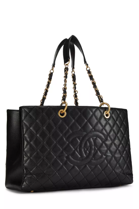 Black Quilted Caviar Grand Shopping Tote (GST) XL , , large image number 1