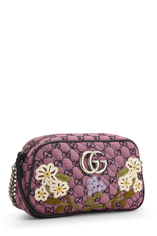 Pink GG Canvas Embroidered Marmont Crossbody Small, , large image number 3