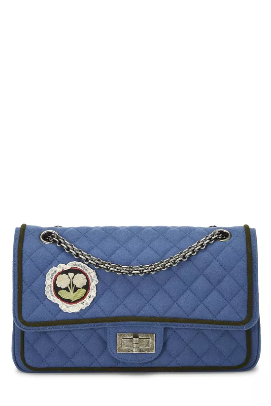 Paris-Salzburg Blue Wool Classic Double Flap Medium, , large image number 0