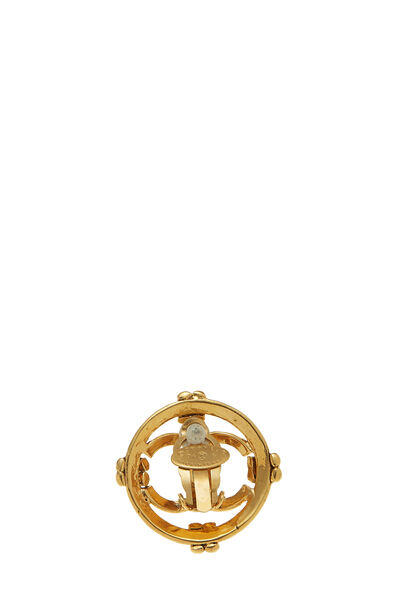 Gold CC Circle Earrings, , large