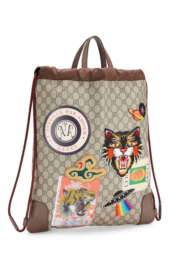 Original GG Supreme Canvas Neo VIntage Drawstring Backpack, , large image number 1