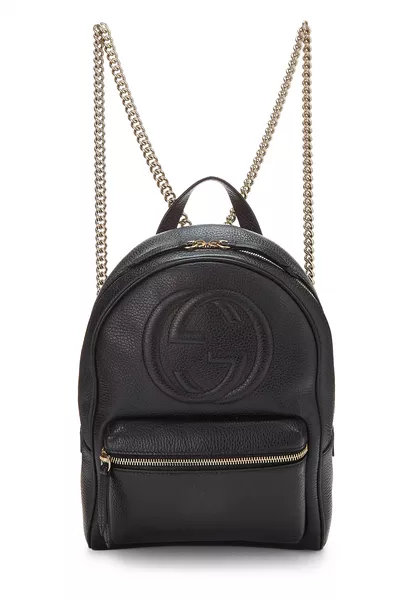 Black Leather Soho Chain Backpack