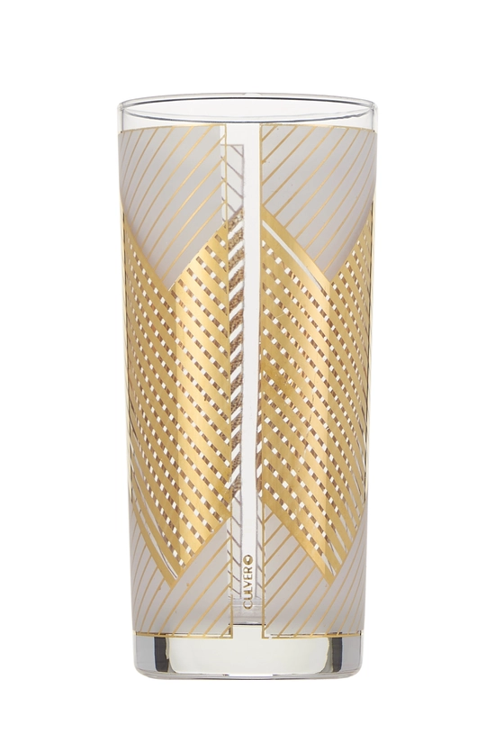 Multicolor 22K Gilded Frosted Glass Chevron Motif Set of 4, , large image number 2