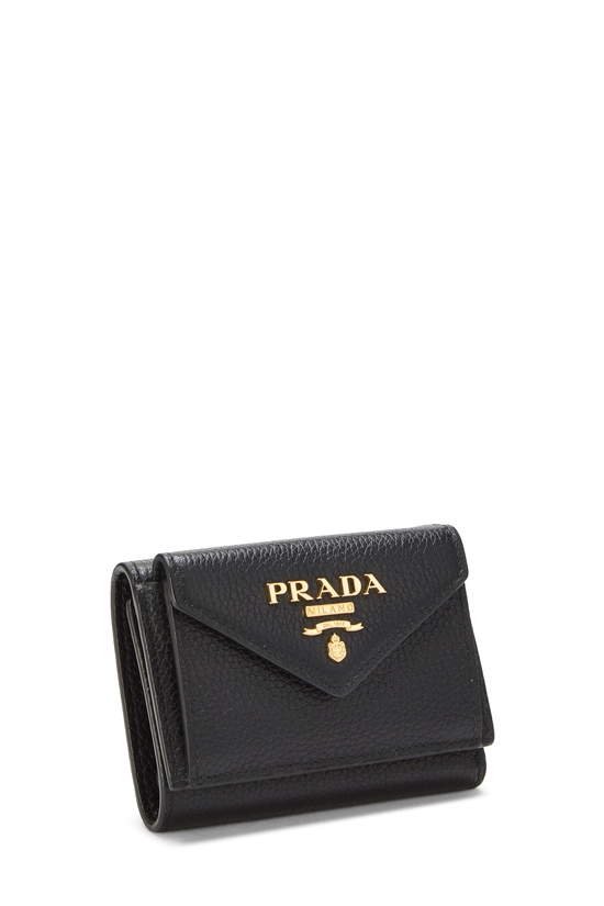 Black Vitello Daino Compact Wallet, , large image number 1