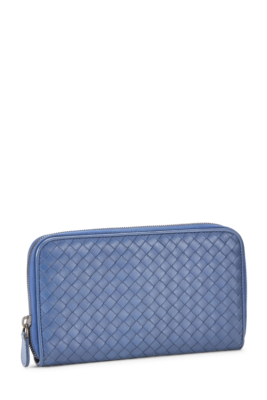 Blue Intrecciato Zip Around Wallet, , large image number 1
