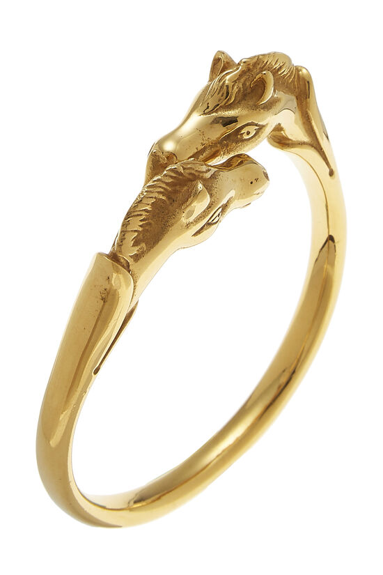 Gold Double Horse Head Bracelet, , large image number 1