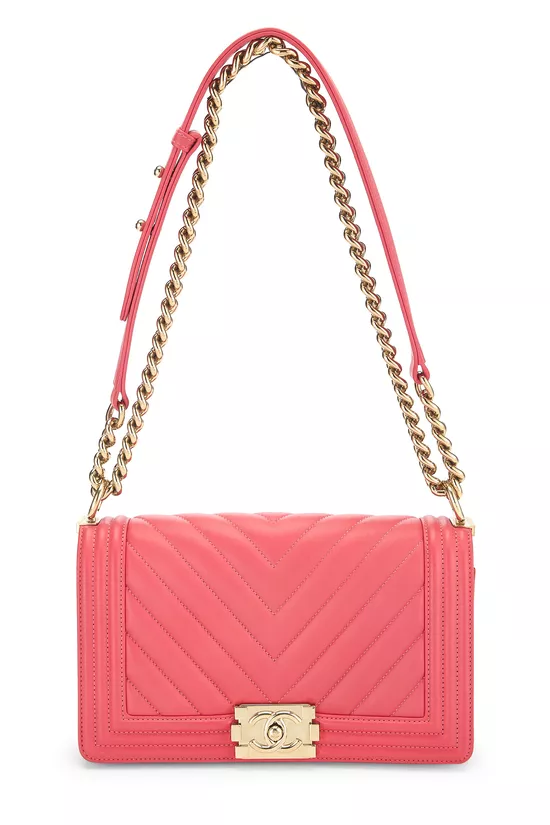 Pink Chevron Calfskin Boy Bag Medium, , large image number 0