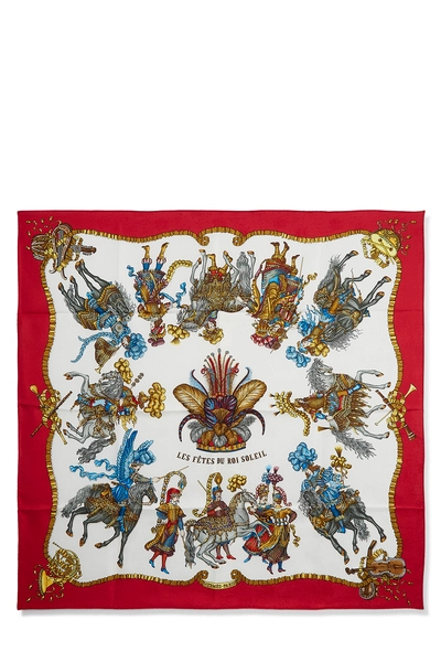 Red & Multicolor 'Les F&ecirc;tes du Roi Soleil' Silk Scarf 90
