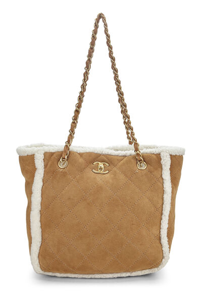 Brown Shearling 'Coco Neige' Shopping Tote Small