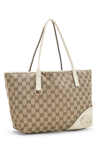 White Original GG Canvas Britt Tote, , large