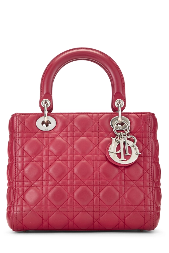 Red Cannage Quilted Lambskin Lady Dior Medium, , large image number 0