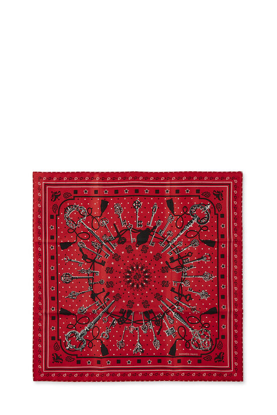 Red & Multicolor 'Les Clés' Silk Bandana 55, , large image number 0