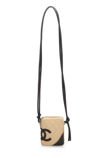 Beige Quilted Calfskin Cambon Shoulder Bag Mini, , large