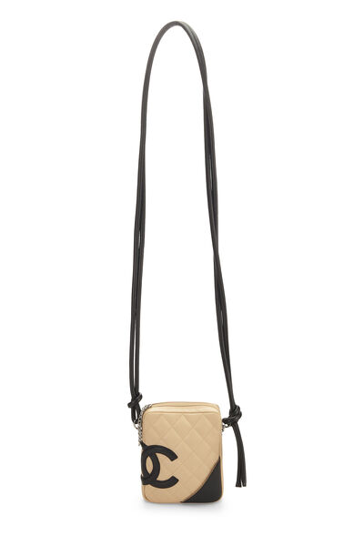 Beige Quilted Calfskin Cambon Shoulder Bag Mini, , large