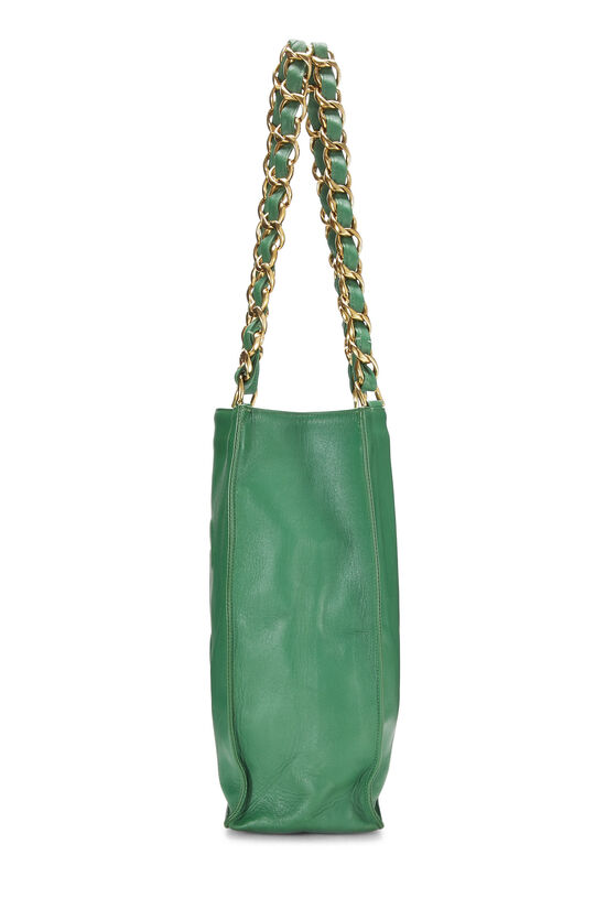 Green Lambskin Flat Chain Handle Tote, , large image number 3
