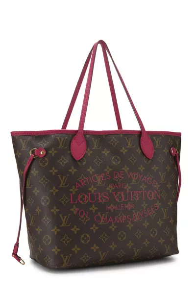 Pink Monogram Canvas Ikat Flower Neverfull MM, , large