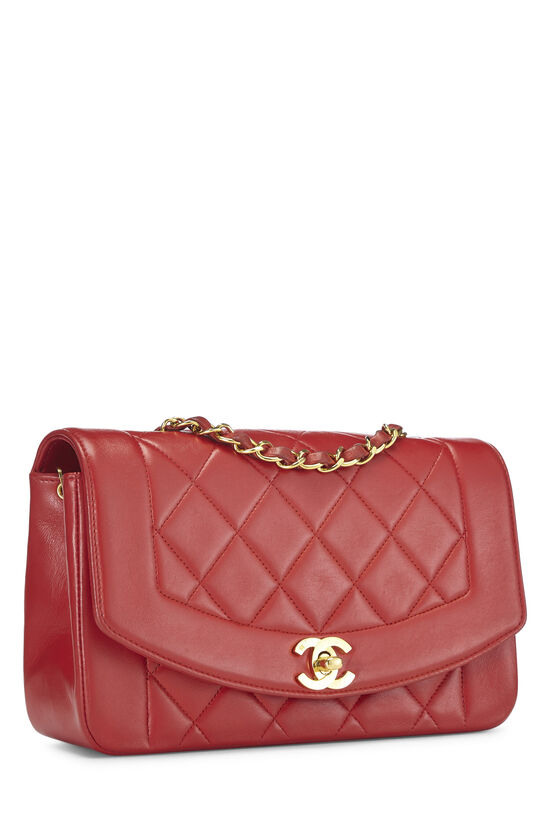 Chanel Vintage Quilted Matelasse Red Lambskin Leather
