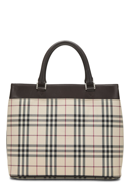 Brown Nylon House Check Handbag Medium, , large image number 3