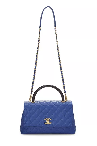 Chanel Blue Quilted Caviar Coco Handle Bag Medium — photo 2