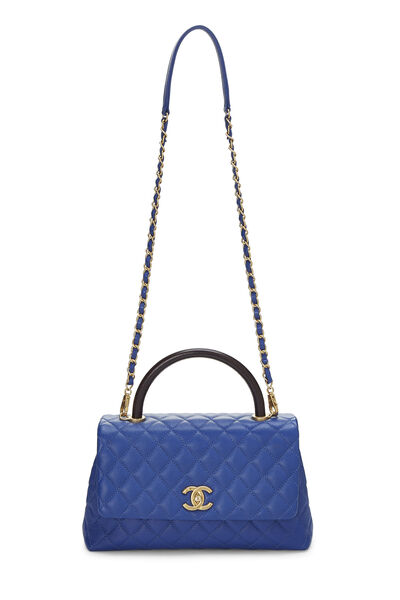 Blue Quilted Caviar Coco Handle Bag Medium, , large