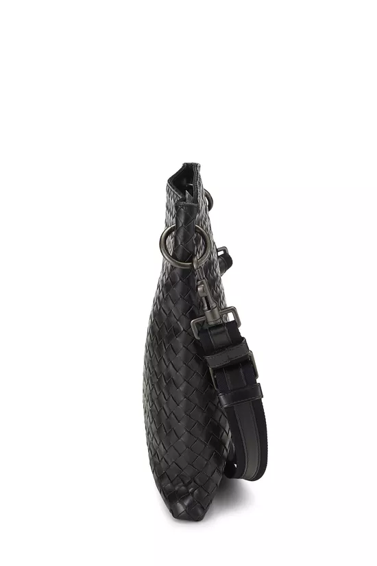 Black Intrecciato Flat Messenger Bag, , large image number 2