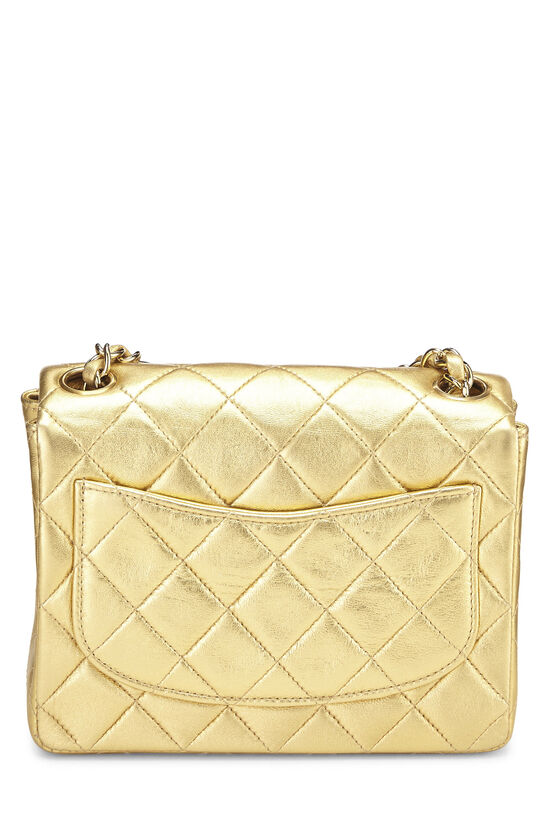 Gold Quilted Lambskin Square Flap Bag