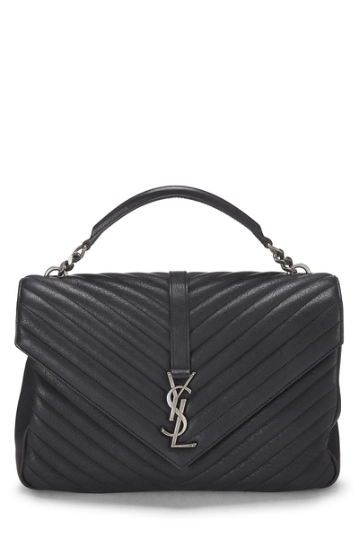 YSL Black Chevron Leather College Large