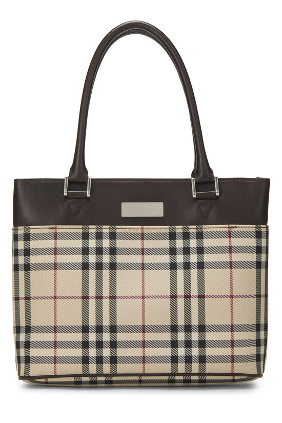 Brown Check Nylon Handbag Mini, , large image number 0